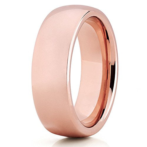 Tungsten Wedding Band Ring 7mm for Men Women Comfort Fit 18K Rose Gold Plated 